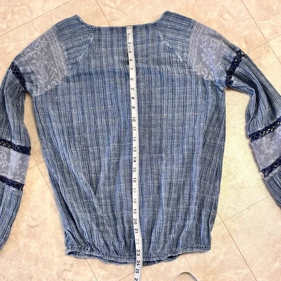 Knox Rose Blue Cotton Blend Peasant Blouse Small - Picture 6 of 8